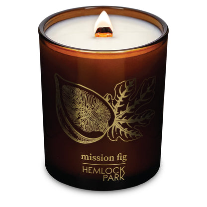 Hemlock Park Amber & Gold Wood Wick Candle – Handcrafted Coconut Wax (7.2 oz, Mission Fig)