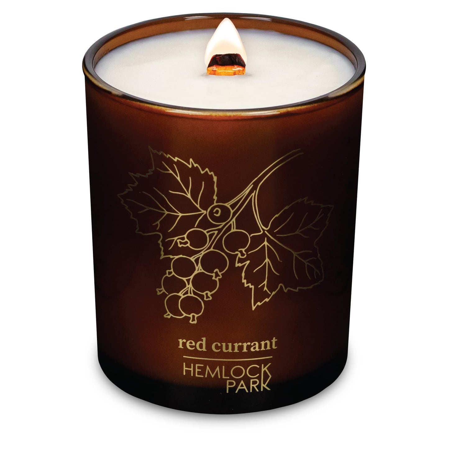 Hemlock Park Amber & Gold Wood Wick Candle – 7.2 oz (Red Currant)