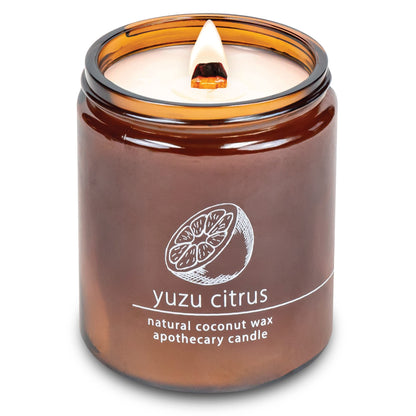 Hemlock Park Crackling Wood Wick Candle – Coconut Wax 8 oz (Yuzu Citrus)