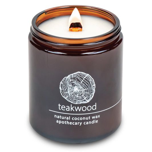 Hemlock Park Crackling Wood Wick Candle – Coconut Wax, Teakwood, 8 oz