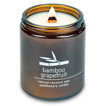 Hemlock Park Crackling Wood Wick Candle – 8 oz Coconut Wax, Bamboo Grapefruit