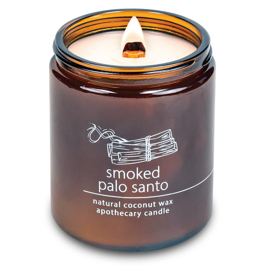 Hemlock Park Crackling Wood Wick Candle – Handcrafted Coconut Wax, 8 oz, Smoked Palo Santo