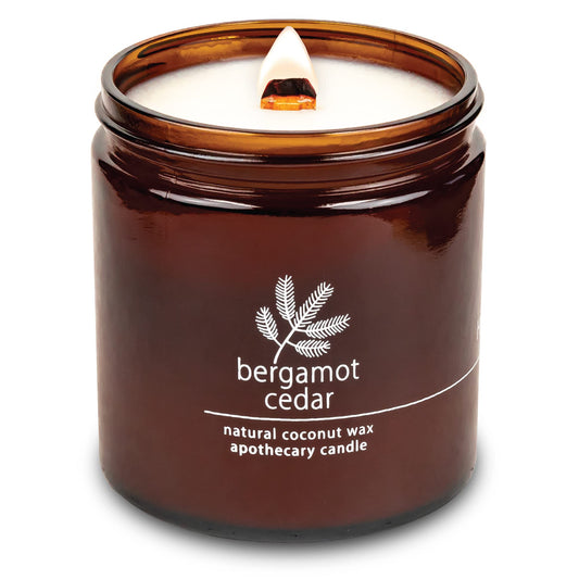 Hemlock Park Crackling Wood Wick Candle – Handcrafted with Natural Coconut Wax (16 oz, Bergamot Cedar)