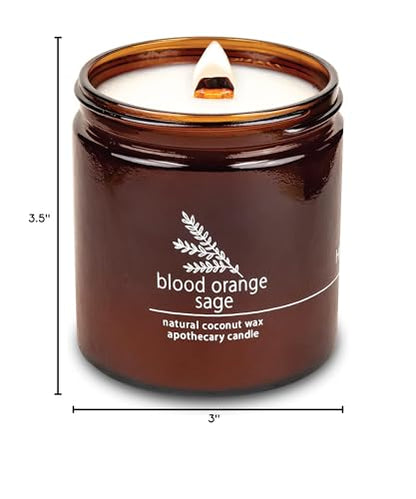 Hemlock Park Crackling Wood Wick Candle – Handcrafted Coconut Wax (16 oz) Blood Orange Sage