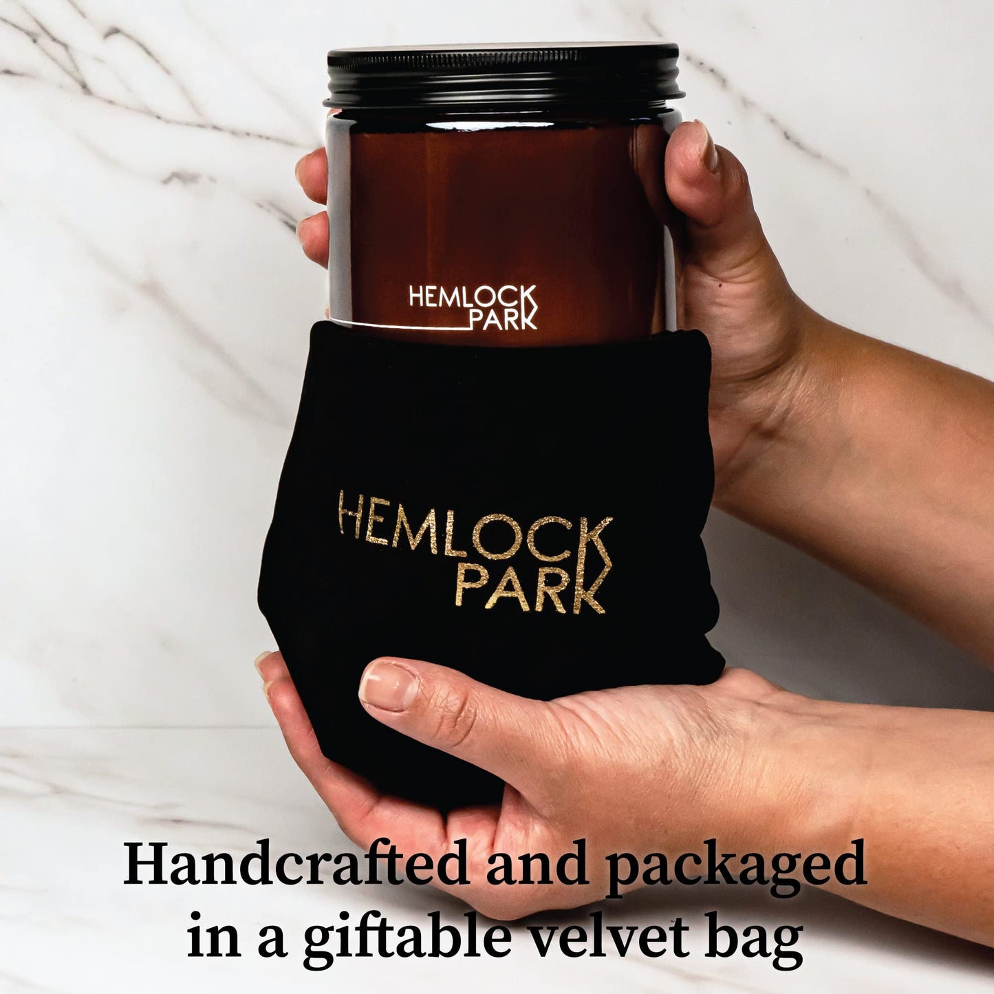 Hemlock Park Crackling Wood Wick Candle – Natural Coconut Wax, 16 oz (Amber)