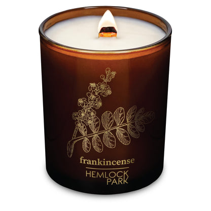 Hemlock Park Wood Wick Candle | Natural Coconut Wax, Frankincense (7.2 oz)