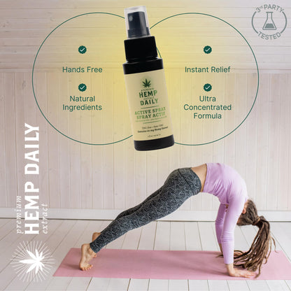 Hemp Daily Active Spray – Organic Hemp Oil with Essential Oils | 2 oz each | 3 Pack | Vegan & Cruelty-Free | THC-Free