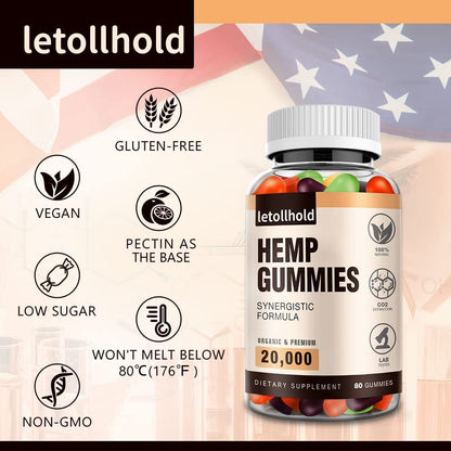 Hemp Gummies Edibles - Advanced Extra Strength Hemp Oil, Low Sugar (4 Packs)