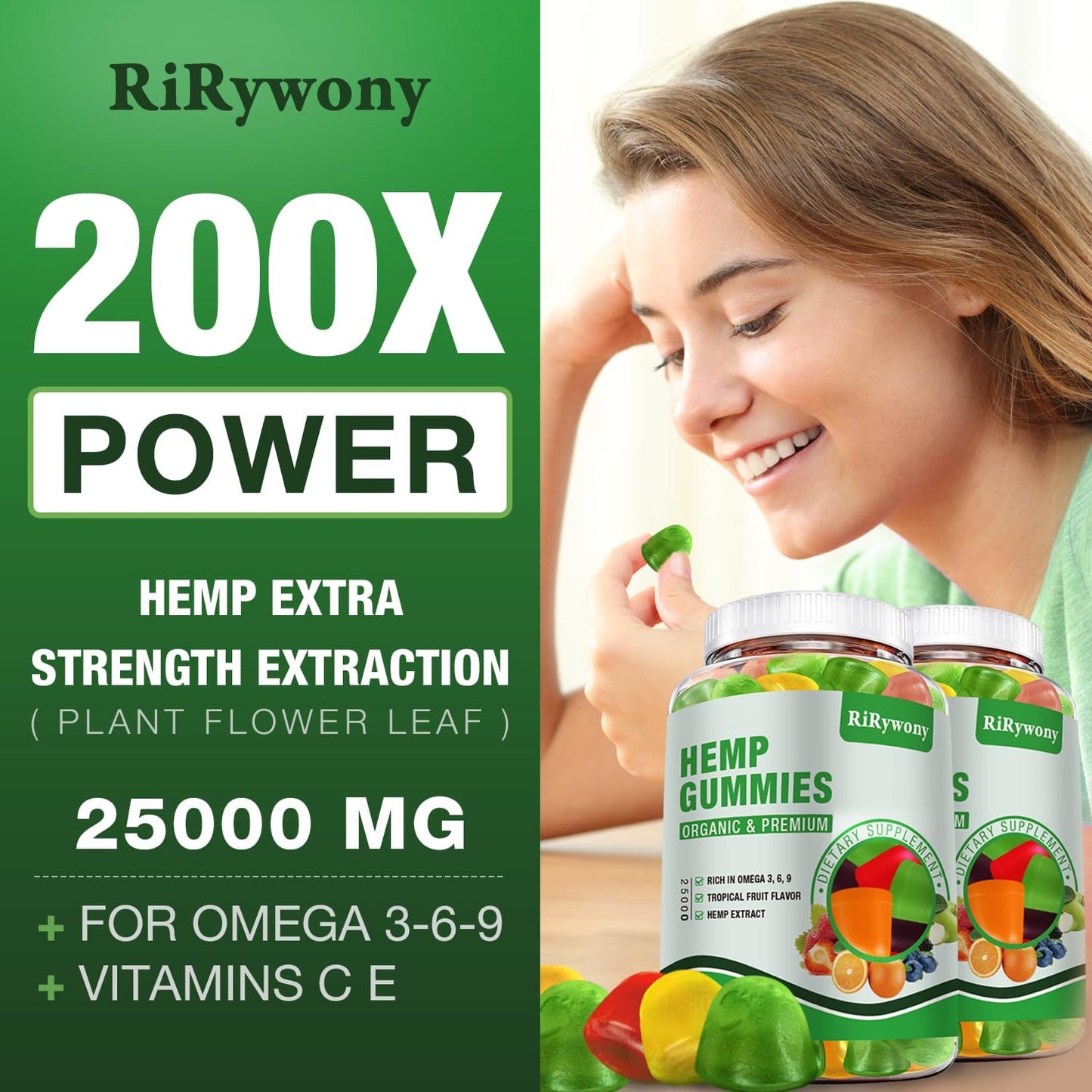 Hemp Gummies (3 Packs) – High Potency Organic Hemp Oil Extract, 240 Count