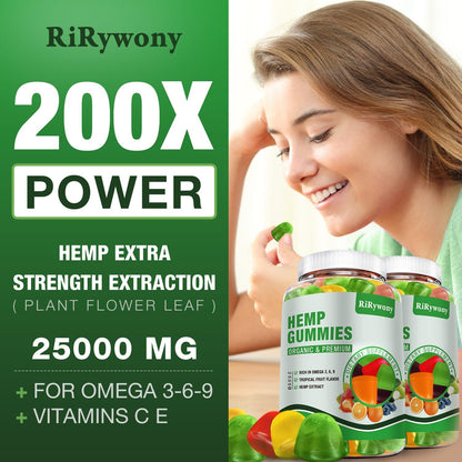 Hemp Gummies (3 Packs) – High Potency Organic Hemp Oil Extract, 240 Count