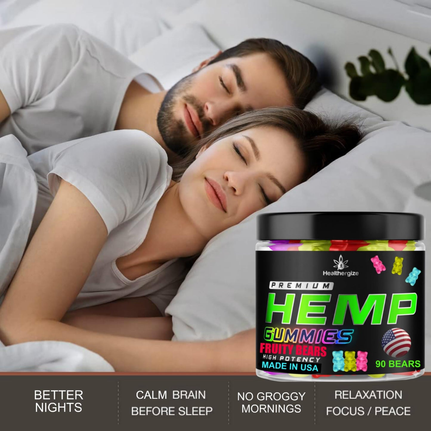Hemp Gummies Premium Hemp Oil Gummy Bears – Natural Calm, Sleep Support | Made in USA