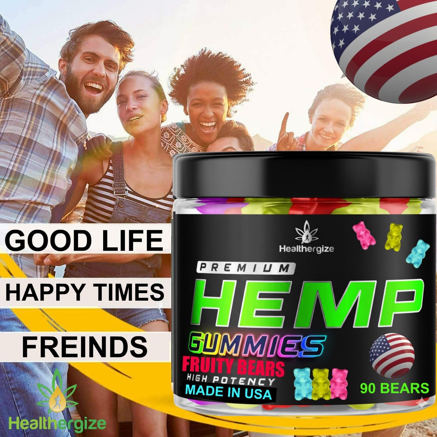 Hemp Gummies Premium Hemp Oil Gummy Bears – Natural Calm, Sleep Support | Made in USA