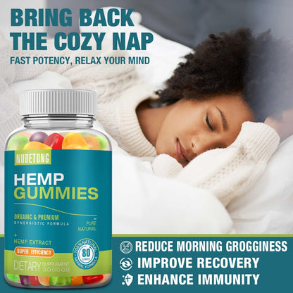 Hemp Gummies for Sleep, Anxiety & Pain - High Potency Organic Hemp Oil Gummies for Adults