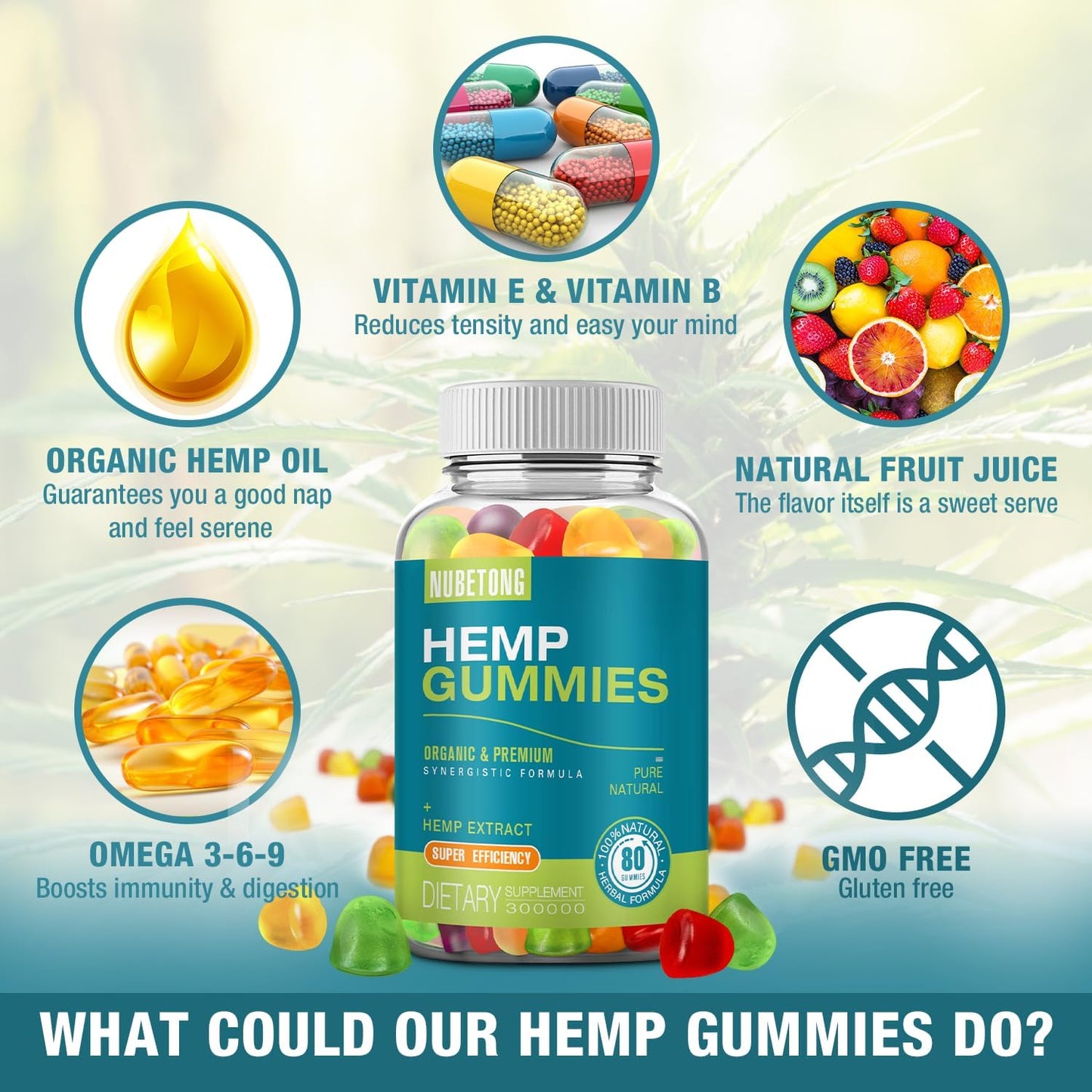 Hemp Gummies for Sleep, Anxiety & Pain - High Potency Organic Hemp Oil Gummies for Adults