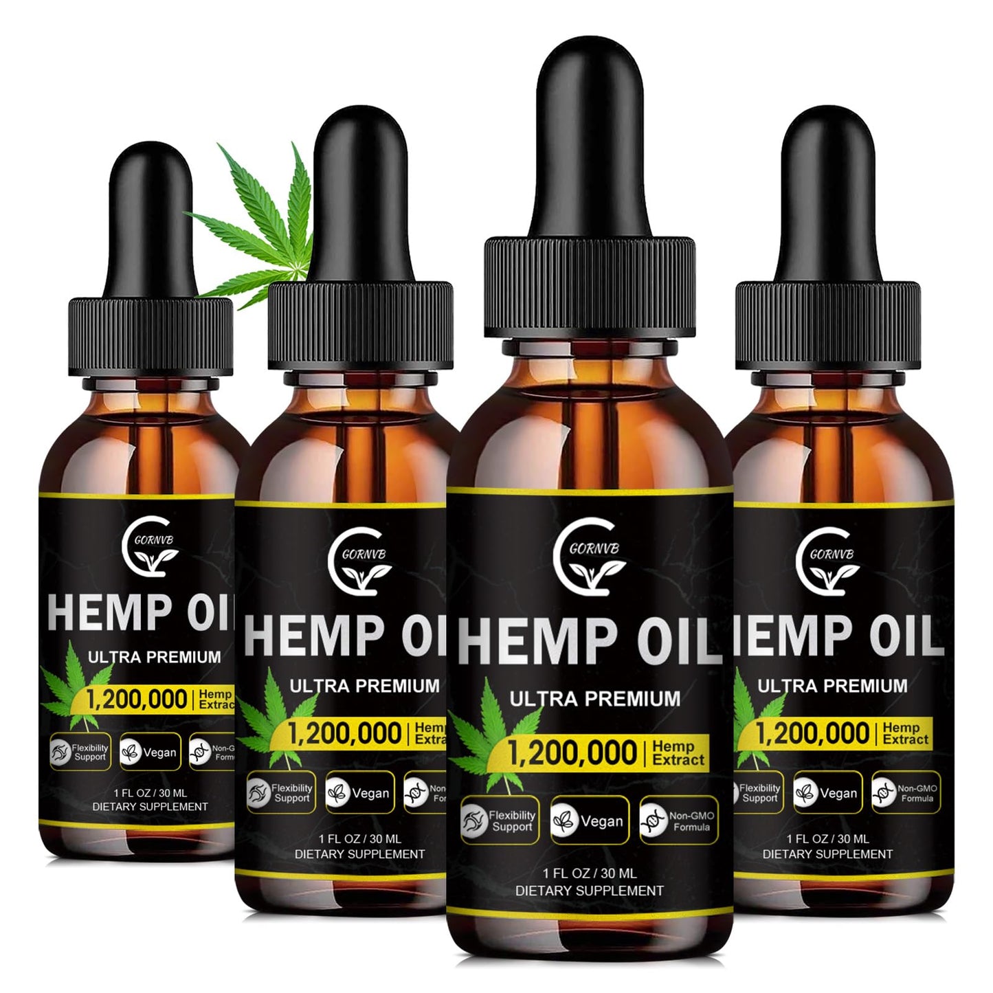 (4-Pack) High Potency Hemp Oil - Immune Support, Focus & Relaxation