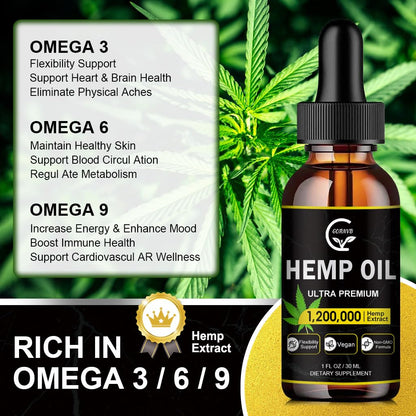 (4-Pack) High Potency Hemp Oil - Immune Support, Focus & Relaxation