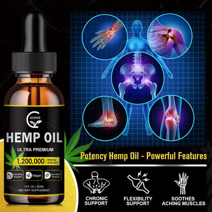 (4-Pack) High Potency Hemp Oil - Immune Support, Focus & Relaxation