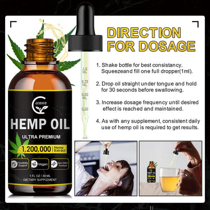 (4-Pack) High Potency Hemp Oil - Immune Support, Focus & Relaxation