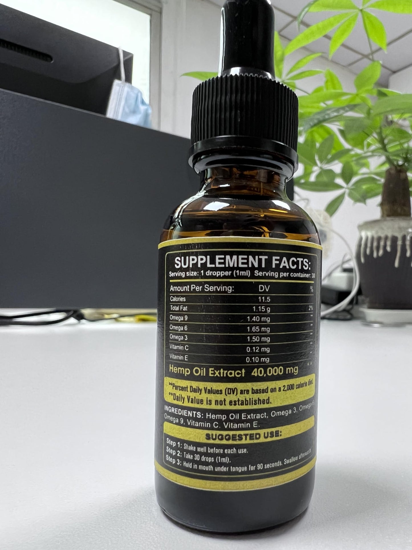 (4-Pack) High Potency Hemp Oil - Immune Support, Focus & Relaxation