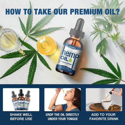(2 Pack) Hemp Oil Organic High Potency - Mood Support, 1,000,000 Max Strength | Vegan, Non-GMO