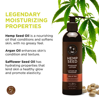 Hemp Seed Massage Lotion Isle of You – 8 oz | Vegan, Cruelty-Free