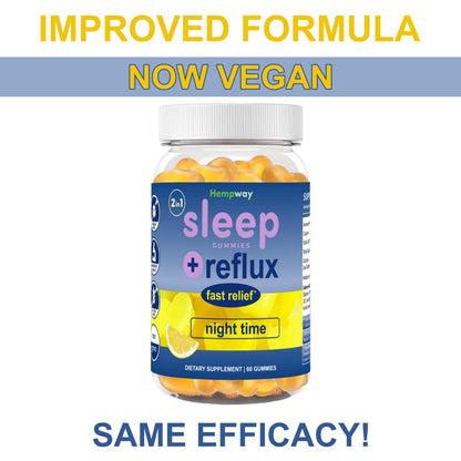 HEMPWAY Reflux Raft Gummies – Nighttime Sleep + Acid Reflux Relief, Lemon, 60 Gummies