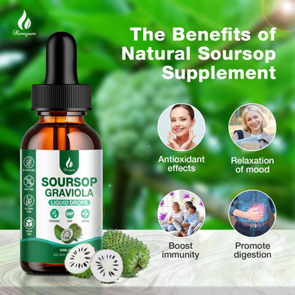 Hemyum Soursop Bitters Liquid (3 Pack) – 7-in-1 Graviola Drops with Organic Sea Moss, 6 oz (180 ml)