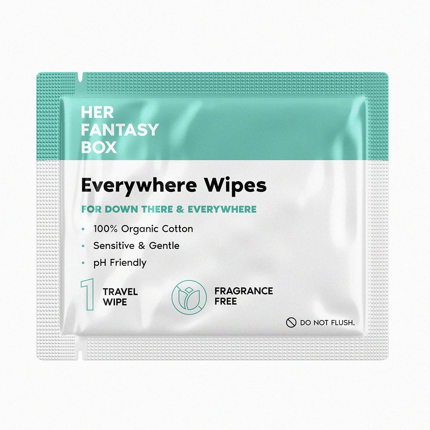 Her Fantasy Box | Everywhere Wipes – 100% Organic Cotton, Gentle & Refreshing, pH-Balanced, Fragrance-Free, Plant-Powered for Body, Face & Intimate Areas, Ideal for Sensitive Skin - 1 Pack, 15 Wipes