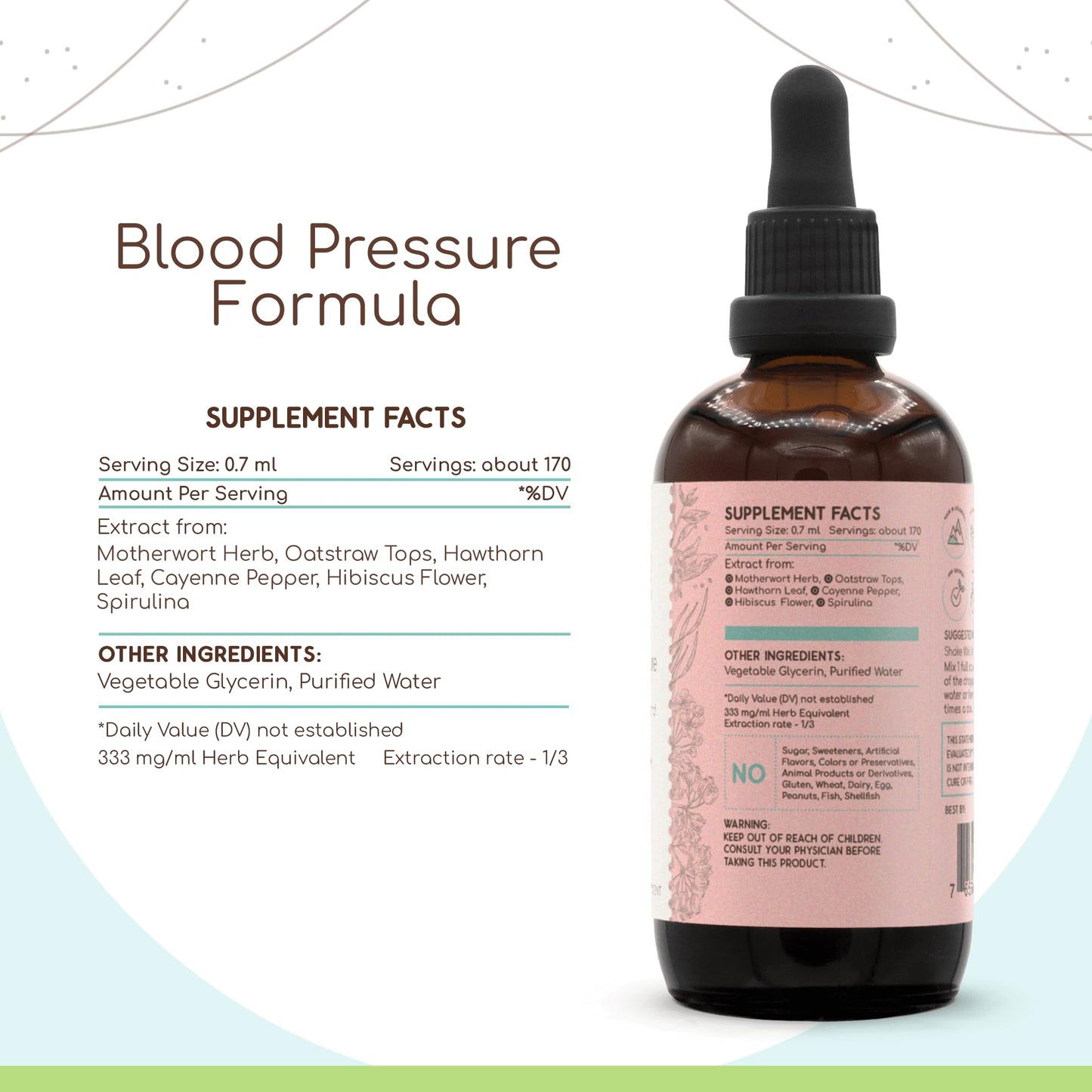 HerbEra Blood Pressure Formula B120 – Alcohol-Free Extract Tincture (4 Oz)