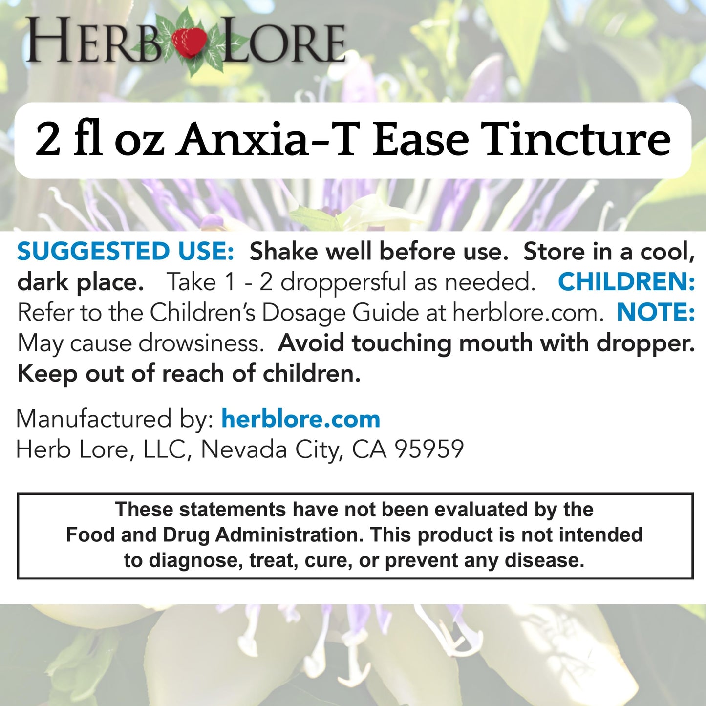 Herb Lore Anxia-T Ease Tincture – Mood & Relaxation Support (2 fl oz)