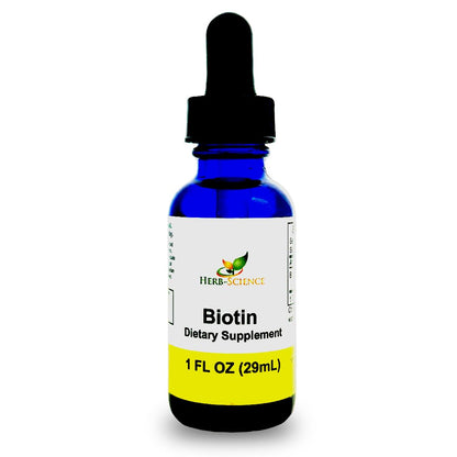 Herb-Science Liquid Biotin B7 – High-Absorption, Cold-Pressed D-Biotin USP, Vegan, Alcohol-Free, Sublingual Drops, No Artificial Flavors, Blue Cobalt Glass Bottle for Potency & Purity - 1 oz