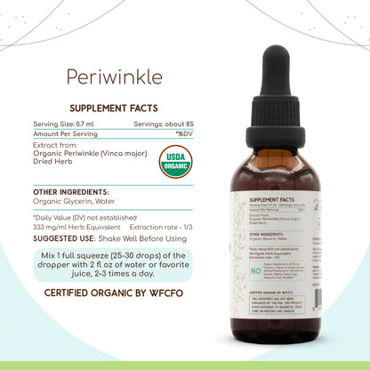 HerbEra Periwinkle B60 USDA Organic Tincture – Alcohol-Free High-Potency Vinca Major Drops (2 oz)