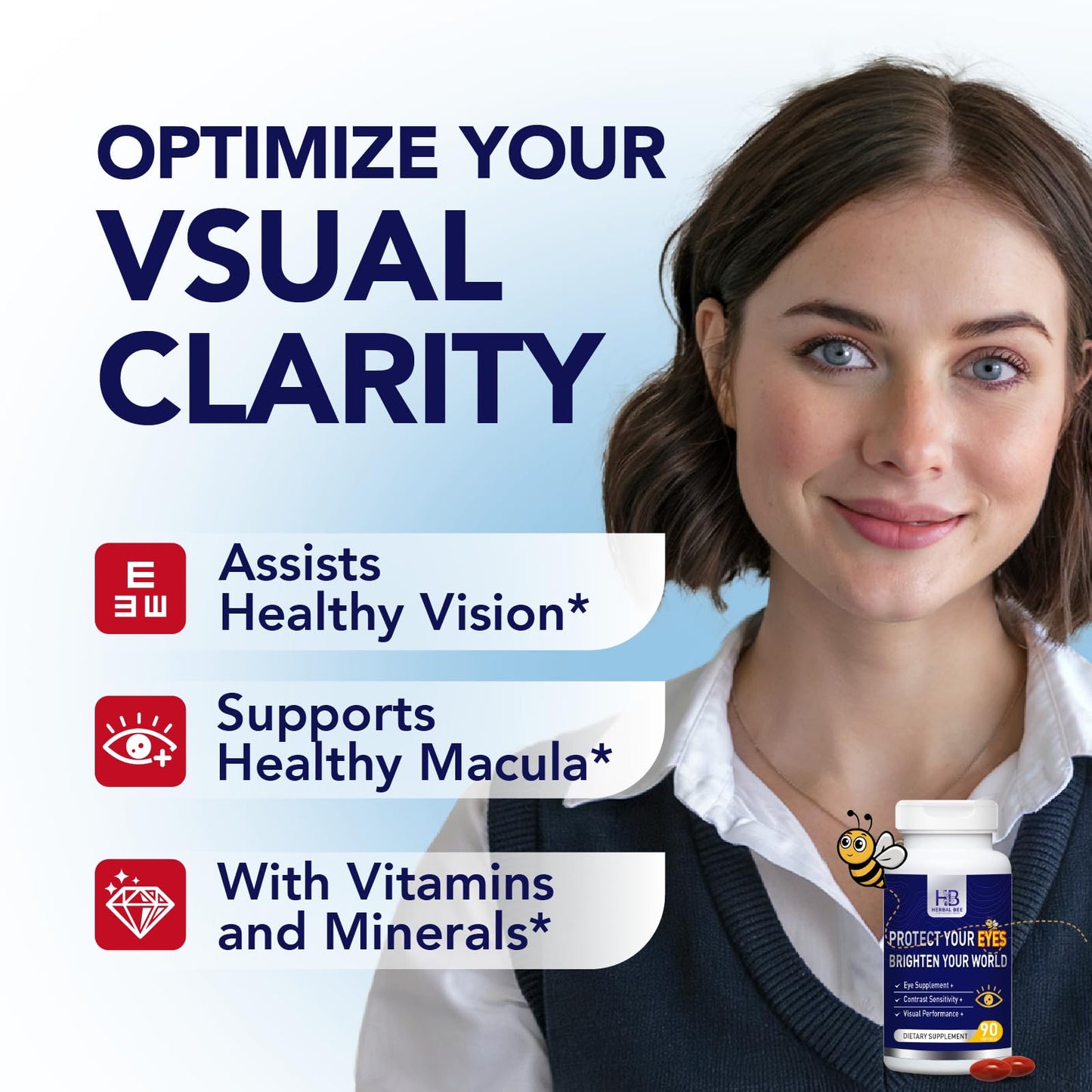 Herbal Bee Eye Supplement - Lutein 10mg, Meso-Zeaxanthin 10mg, Zeaxanthin 2mg | 90 Softgels