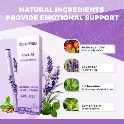 Herbal Diffuser Pen - Plant-Based Calm with Ashwagandha, Lavender, L-Theanine & B Vitamins | 600 Uses