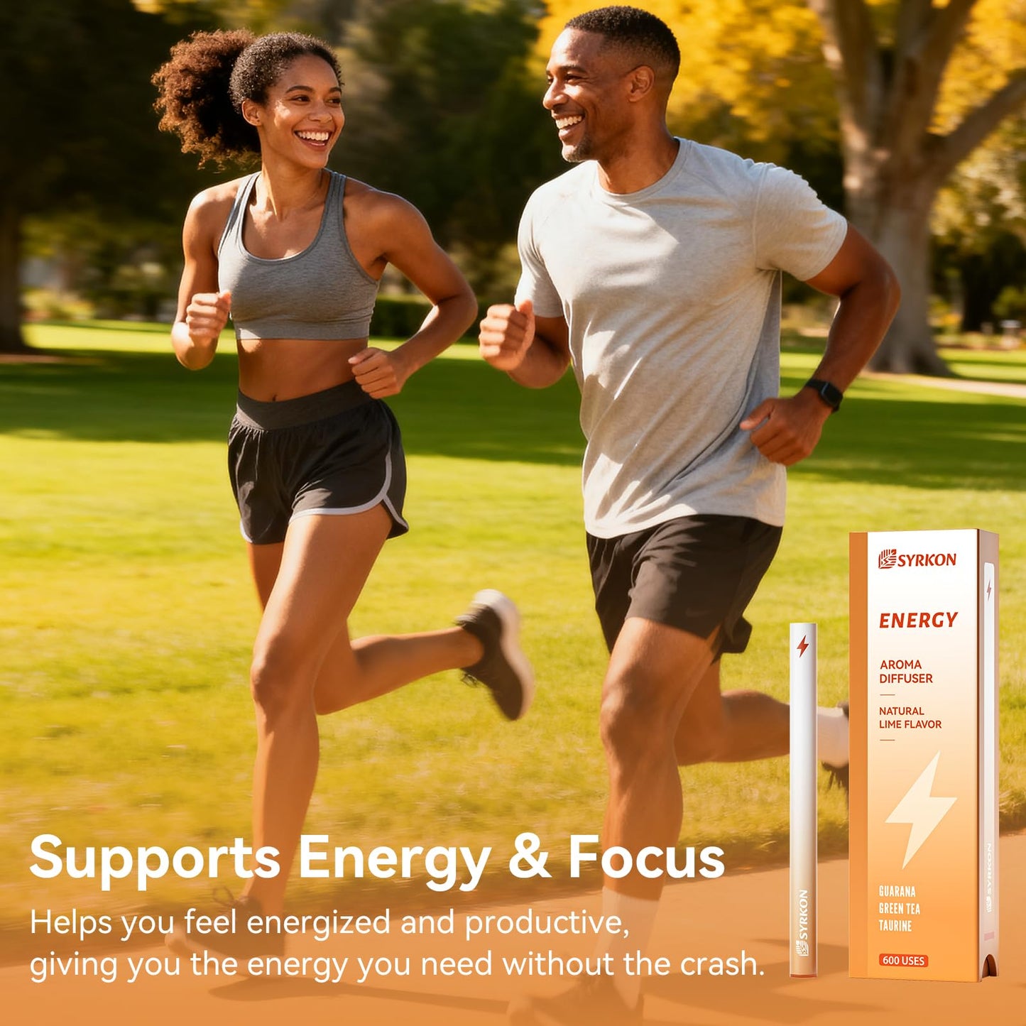 Herbal Diffuser Pen: Natural Energy Boost & Focus Support (Guarana, Green Tea, Taurine, B12 & B6) – 600 Uses