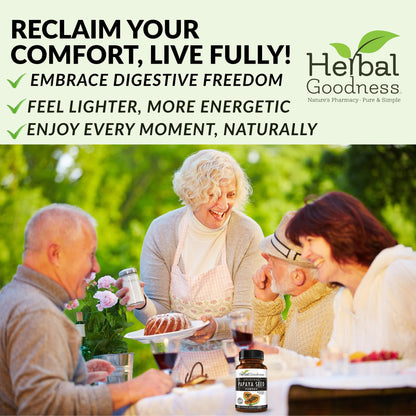 Herbal Goodness Papaya Seeds Powder Capsules – 600mg x 60, Organic Papain Enzymes for Digestion