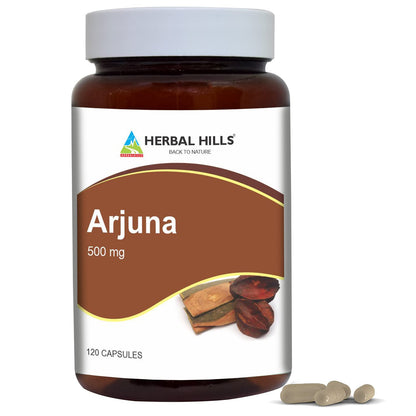 HERBAL HILLS Arjuna Capsules – Terminalia Arjuna 120 Count (500 mg) Standardized Extract