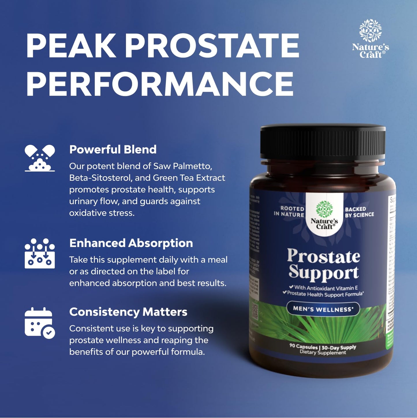 Herbal Prostate Supplement for Men - Pygeum & Saw Palmetto with Beta Sitosterol (90 Capsules) Urinary Tract Support