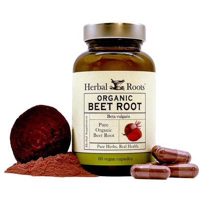 Herbal Roots Organic Beet Root Powder Capsules - 1,500mg per Serving | USDA Organic