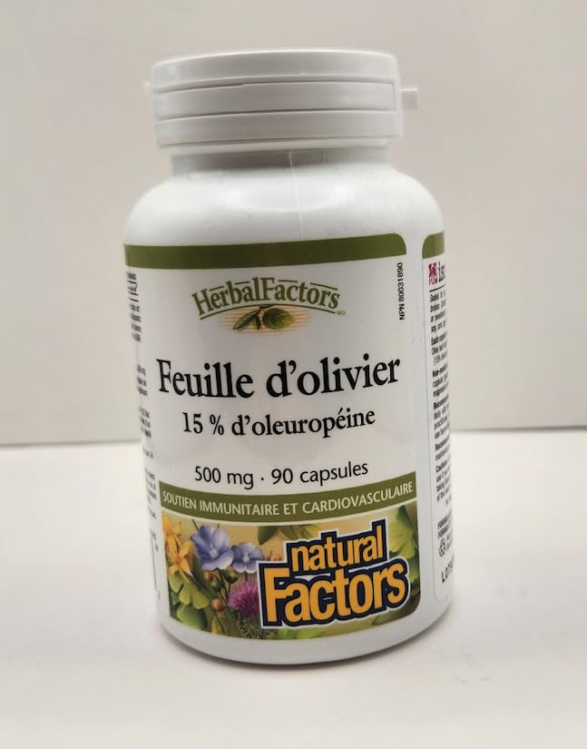 HerbalFactors by Natural Factors - Olive Leaf 500 mg | Natural Wellness Formula | 90 Capsules