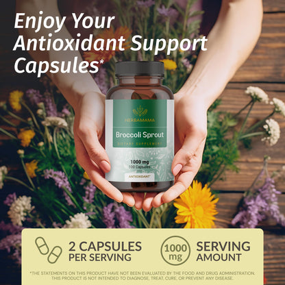 HERBAMAMA Broccoli Sprouts Capsules – 1000mg Broccoli Sprout Extract, Vegan & Non-GMO | Immune & Antioxidant Support (Pack of 2)