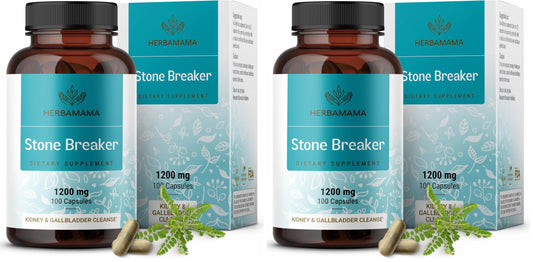 HERBAMAMA Chanca Piedra 1200mg – Kidney Stone Breaker, Gallbladder & Urinary Support (Pack of 2) – Vegan, Non-GMO