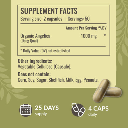 HERBAMAMA Dong Quai Supplement - 1000mg Angelica Root for Women's Support - Vegan, Non-GMO Capsules