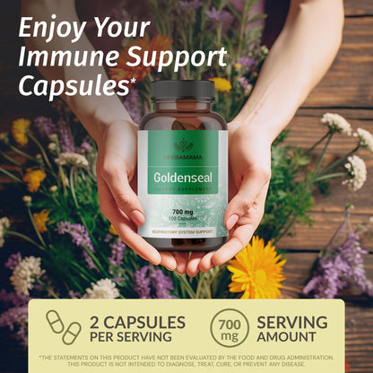Goldenseal Root Capsules 700mg - Immune & Respiratory Support | Vegan, Non-GMO (Pack of 2)