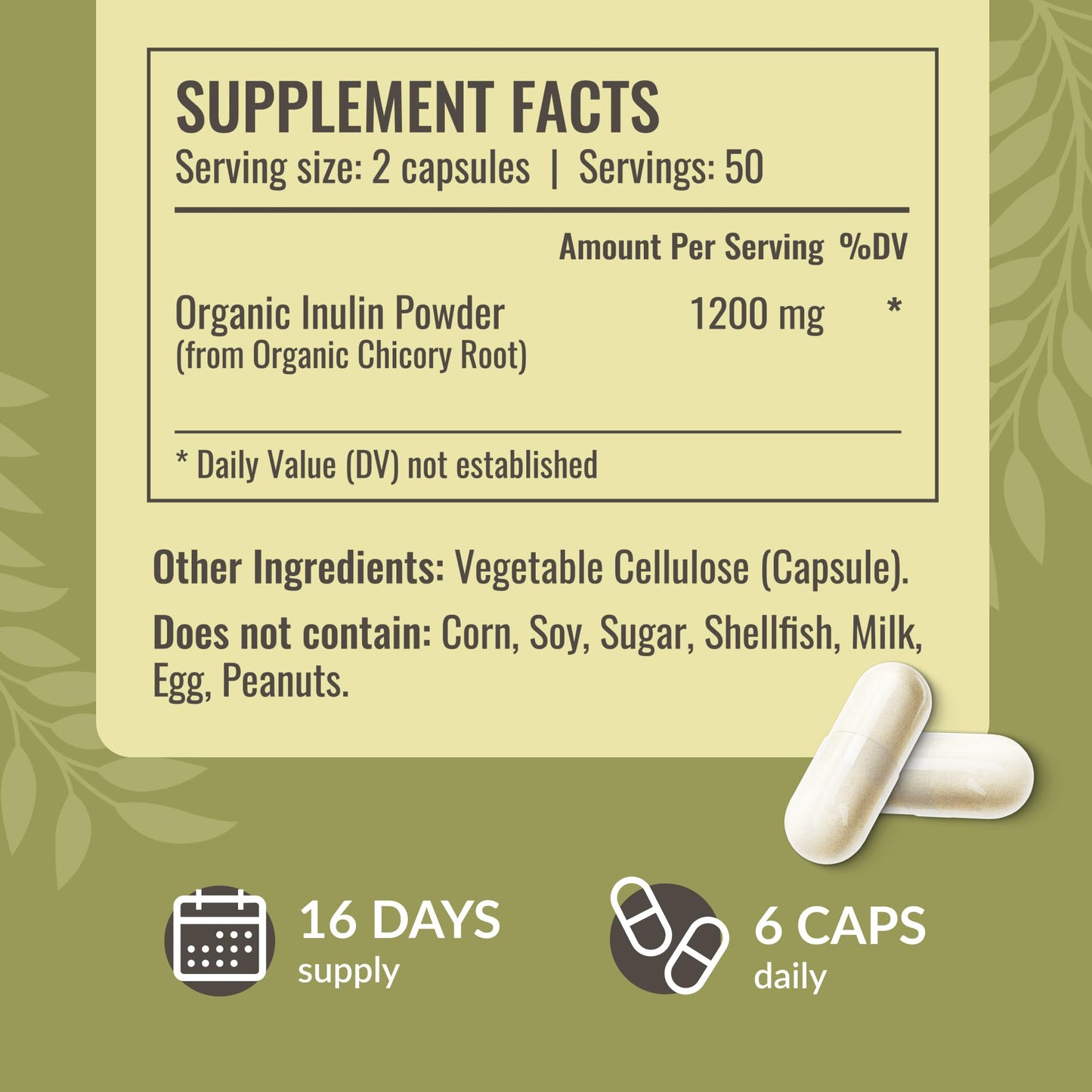 HERBAMAMA Inulin Powder Capsules 1200mg – Digestive Support & Prebiotic Fiber (Pack of 2)