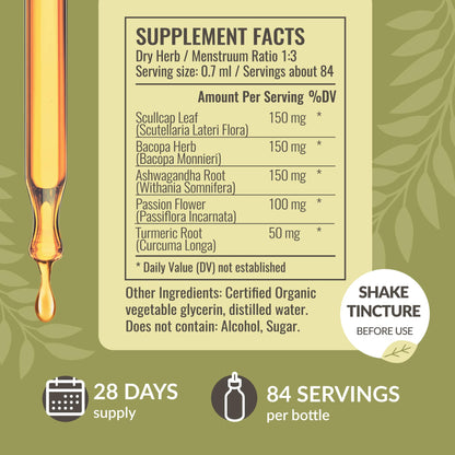 HERBAMAMA Nerve Support Supplement - Vegan Nerve Support Formula with Ashwagandha & Bacopa Monnieri for Brain - Non-GMO, Alcohol & Sugar-Free Daily Calming Drops for Adults, 28-Day Supply (Pack of 2)