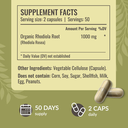 HERBAMAMA Rhodiola Rosea 1000mg – Relaxation, Focus & Brain Support