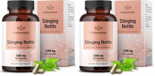 HERBAMAMA Stinging Nettle 1200mg – Urinary Tract Support (Vegan, Non-GMO) Pack of 2