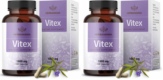 HERBAMAMA Vitex Fruit Capsules - 1000mg Chaste Tree Berry Powder for Women's Support - Vegan, Non-GMO Pure Vitex Chasteberry Supplement for Women (Pack of 2)