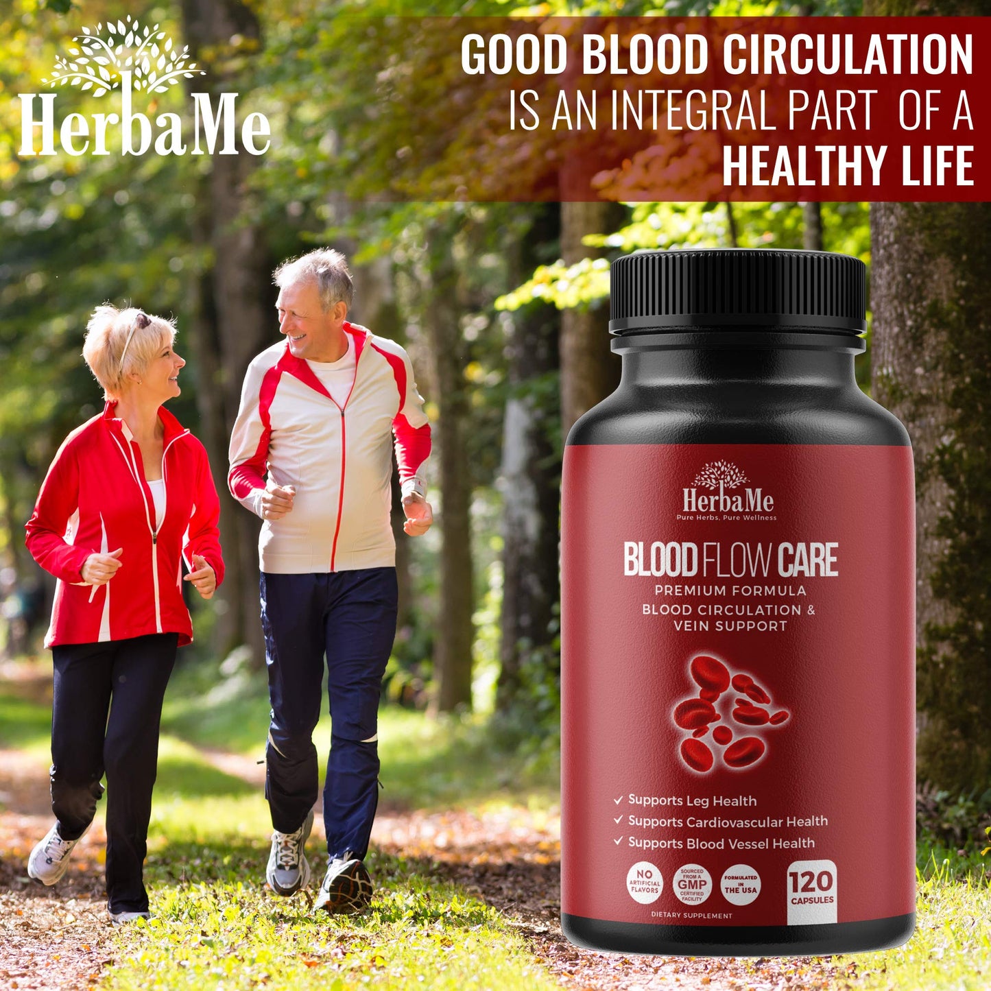 HerbaMe Blood Circulation Supplement – 120 Capsules for Vein & Heart Health